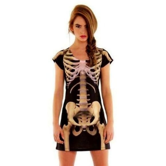 Faux Real Skeleton Sublimated Photorealistic Halloween Costume Dress, Medium - Picture 1 of 3